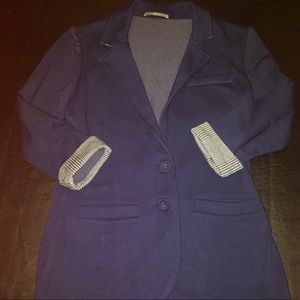 Tart Kearsley navy knit blazer w/contrast cuffs XS